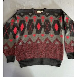 Vtg Men's Grandpa Knit Sweater Size Med Genuine Fashion Parts Geometric Cosby